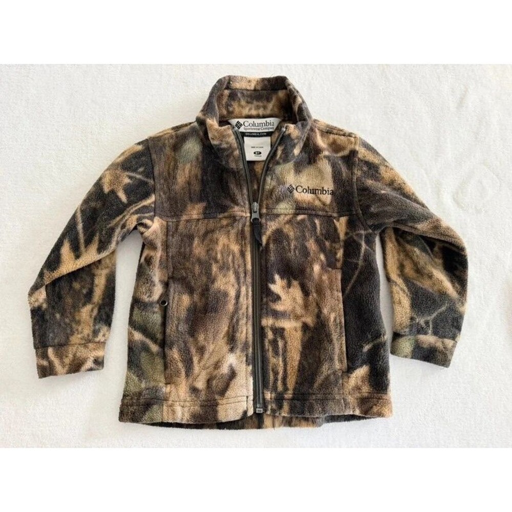 Columbia Toddler Boys Zing III Camo Fleece Jacket Full Zip Mock Neck Size 4T